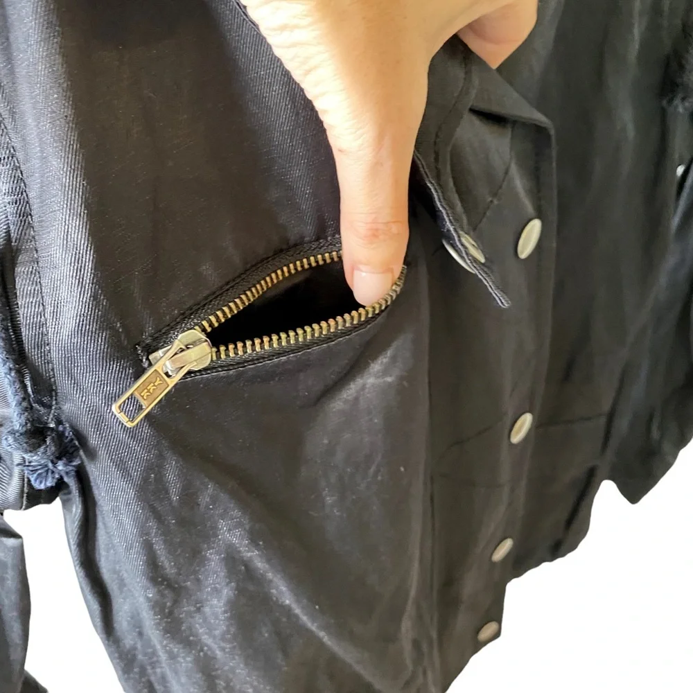 JOIE Silky Nylon Barker Utility Jacket Buttons Snaps Zippers Drawstring Small - Picture 8 of 15